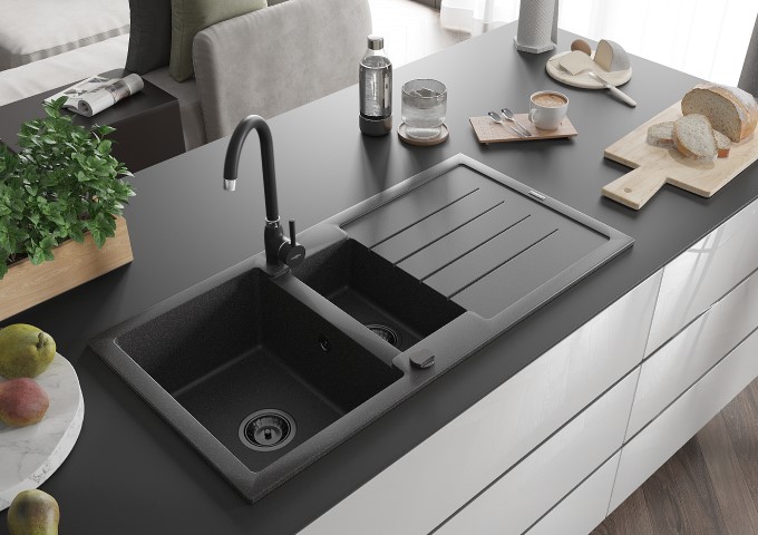Kuhinjske baterije crno/zlatna
