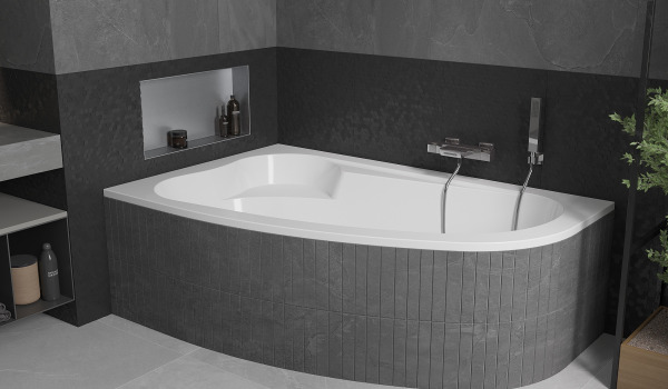 Siva kupaonica s kutnom kadom